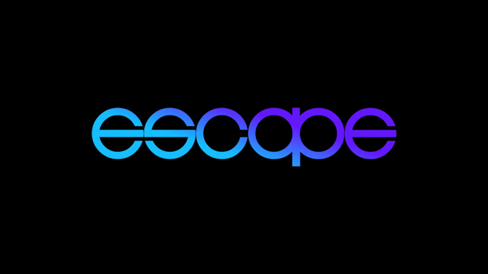The Escape wordmark in a blue-to-violet gradient on black.